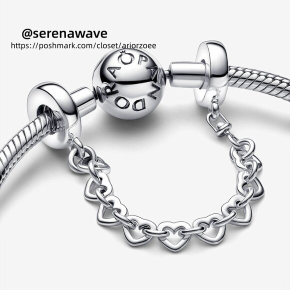 Pandora Linked Hearts Safety Chain - Picture 2 of 4